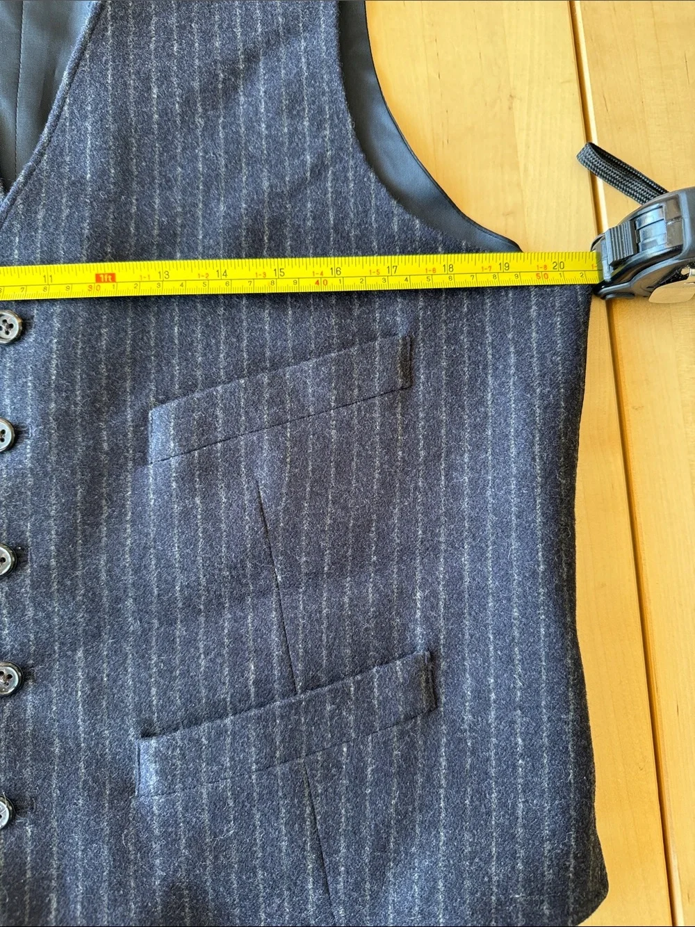 J. Crew Men's Dark Charcoal Pinstripe Wool Vest